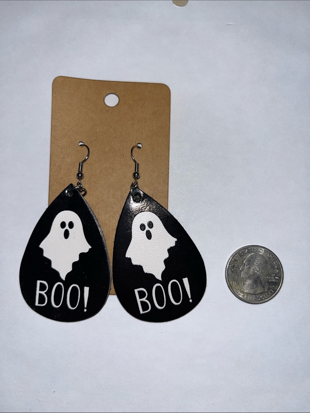Black Ghost 'Boo!' Teardrop Earrings - Women's Halloween Jewelry
